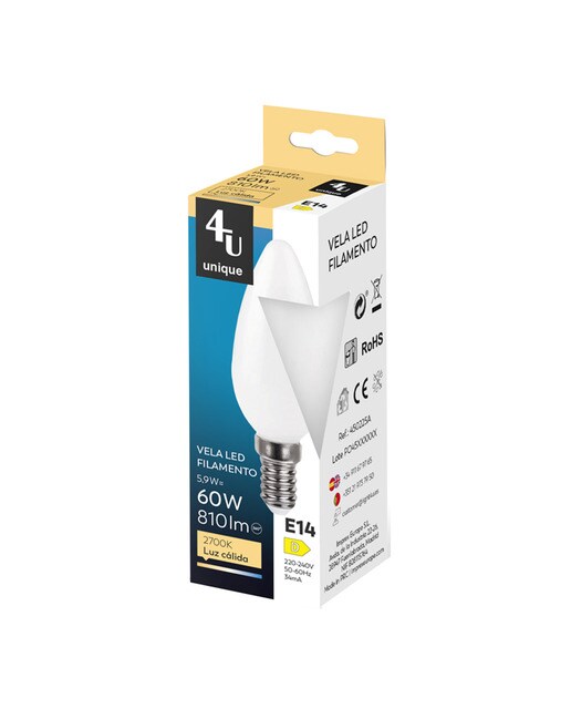 Lâmpada LED Vela Filamentos Opal E14 5,9 W 810 lm 2700 K 450225A 2