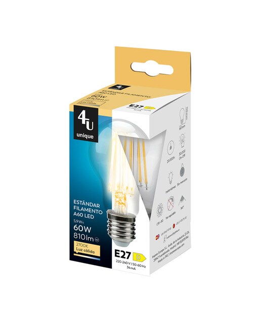 Lâmpada LED Filamentos Standard E27 5,9 W 810 lm 2700 K 450204A 2
