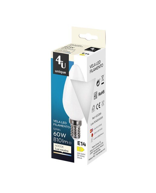 Lâmpada LED Vela Filamentos Opal E14 5,9 W 810 lm 4000 K 450226A 2