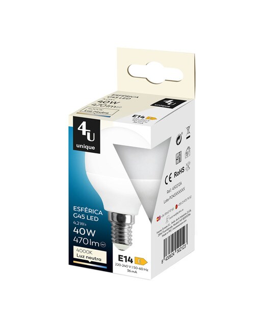 Lâmpada LED SMD Esférica E14 4 W 470 lm 4000 K 450212A 2