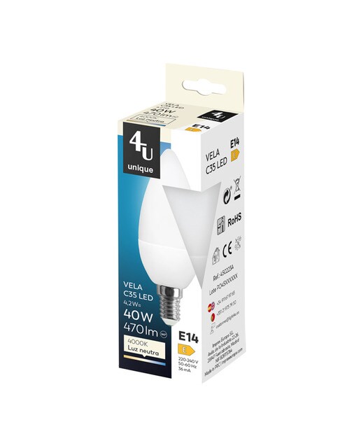Lâmpada LED Vela SMD E14 4 W 470 lm 4000 K 450223A 2
