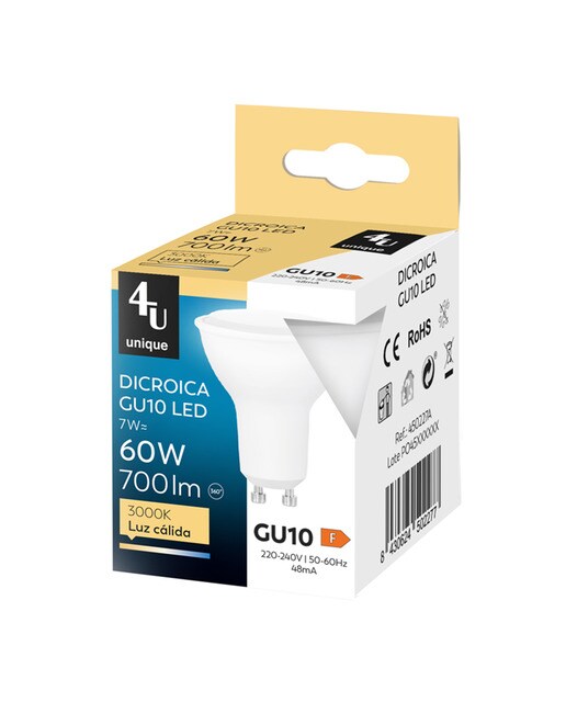 Lâmpada LED GU10 Quente 7 W 700 lm 3000 K 450227A 2