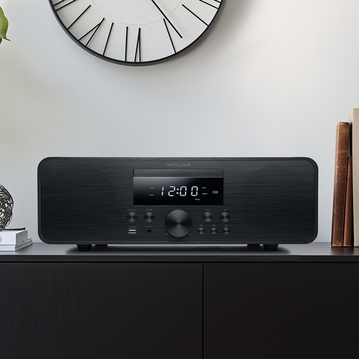 Microcadena Muse M-880 FBC, Bluetooth, Radio FM, CD y USB Negro-2