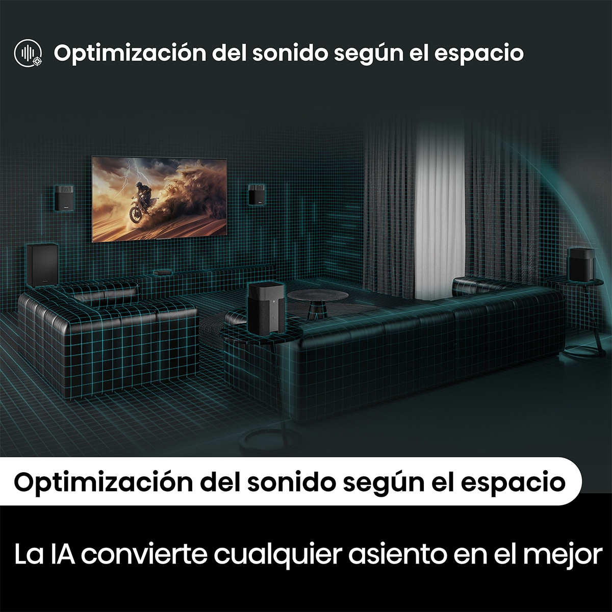 Sistema de cine en casa Hisense HT - Saturn 4.1.2, 13 altavoces, Subwoofer Negro-9
