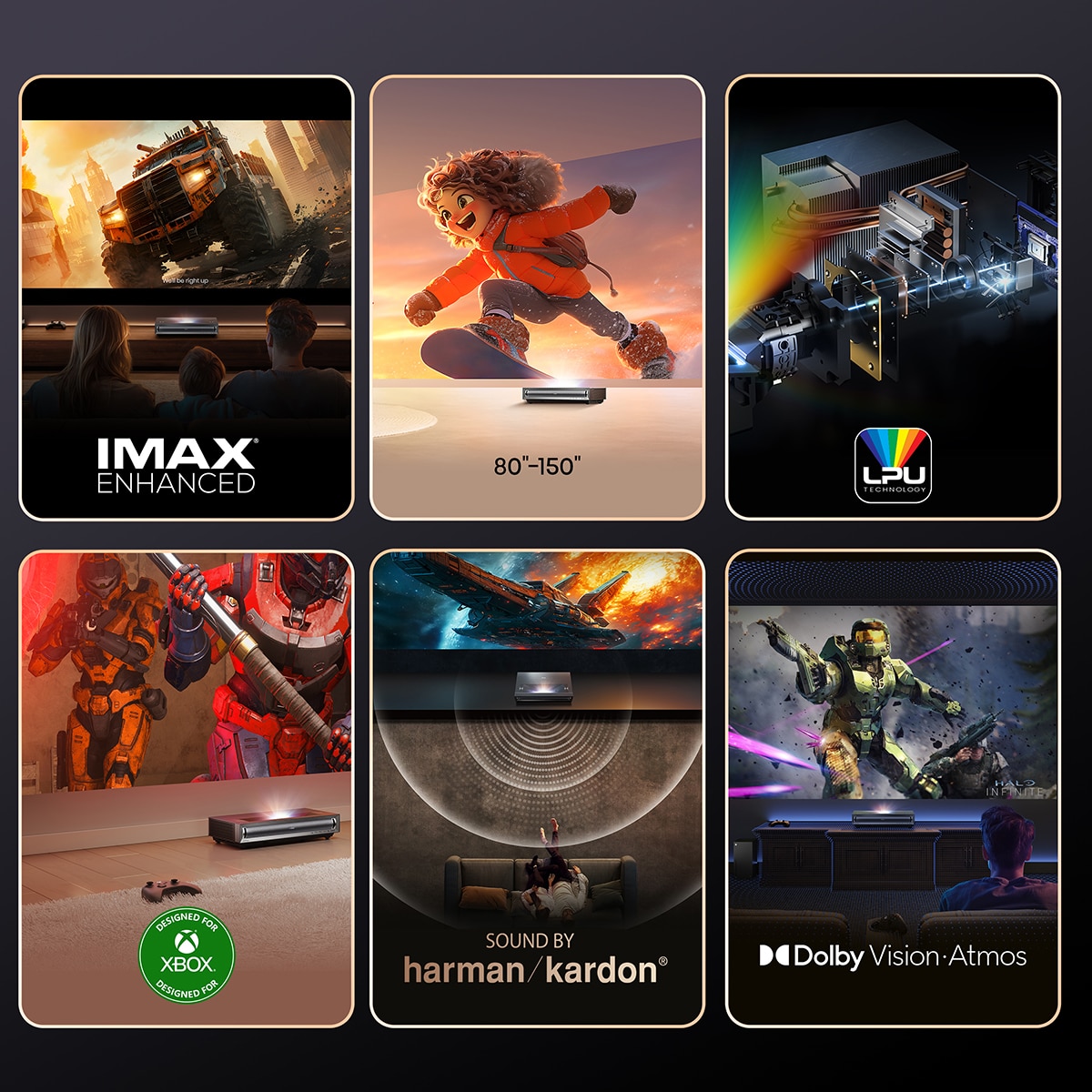 Proyector láser Cinema Hisense PX3 PRO, 4K UHD, Dolby Vision-Atmos, de 80" a 150", Fuente láser Trichroma, diseñado para XBOX 5
