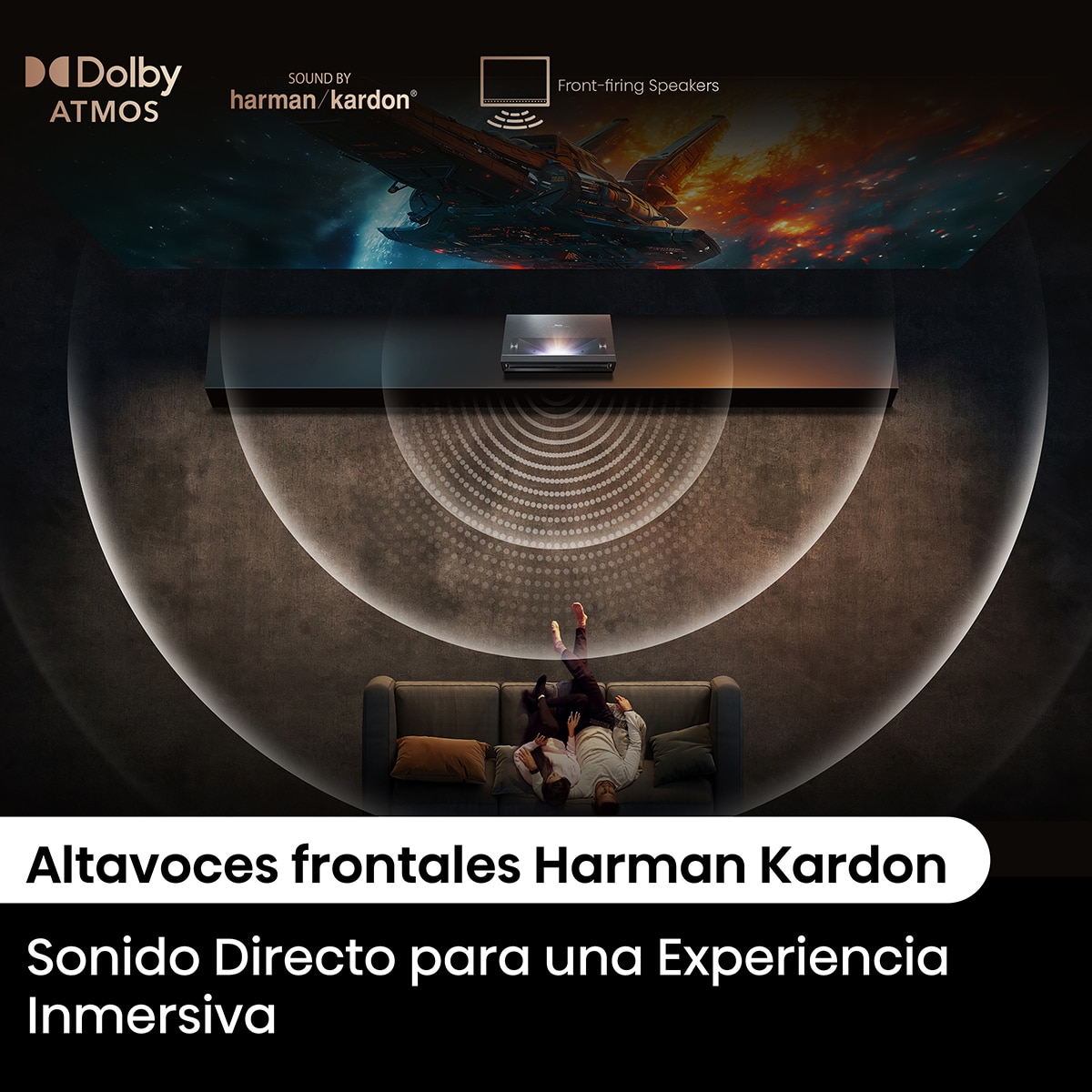 Proyector láser Cinema Hisense PX3 PRO, 4K UHD, Dolby Vision-Atmos, de 80" a 150", Fuente láser Trichroma, diseñado para XBOX 10