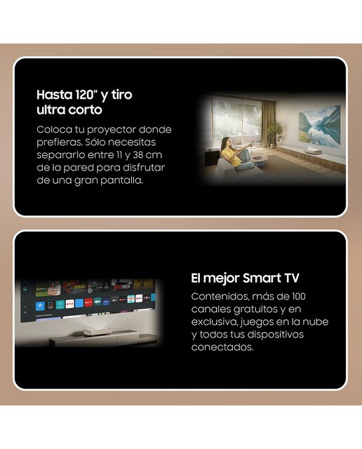 Proyector Samsung The Premiere LPU7D, UHD 4K Smart, Triple Láser, tiro ultra corto, Dolby Atmos, hasta 120" - Blanco Blanco-5