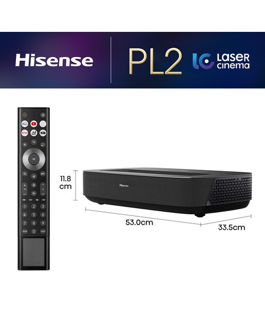 Proyector láser Hisense PL2 cinema tiro corto 4K, de 80" a 150" Negro-2