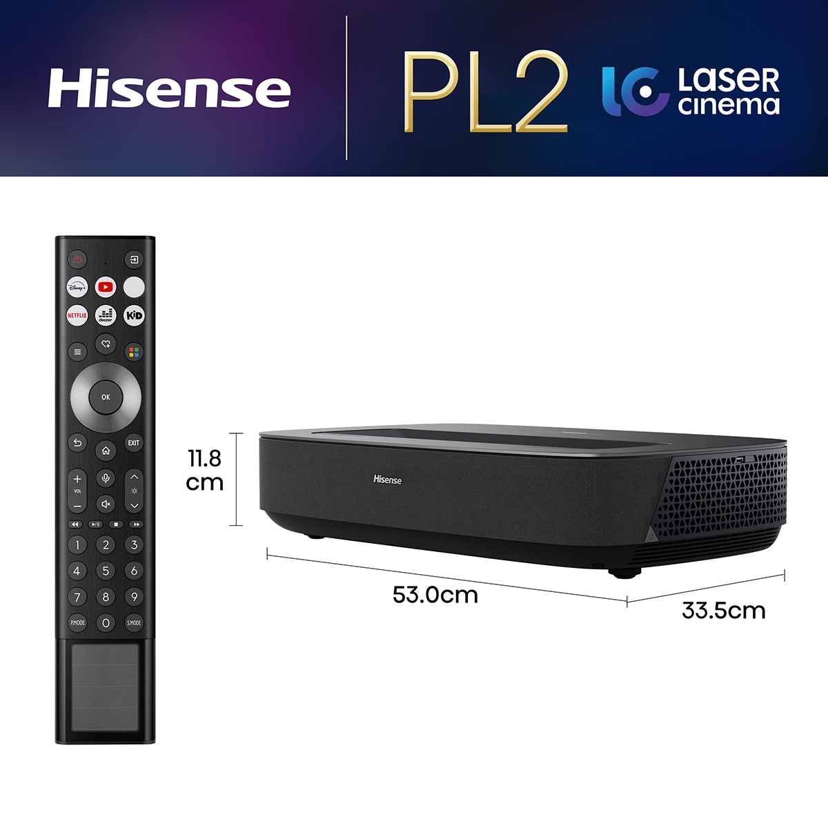 Proyector láser Hisense PL2 cinema tiro corto 4K, de 80" a 150" Negro-3