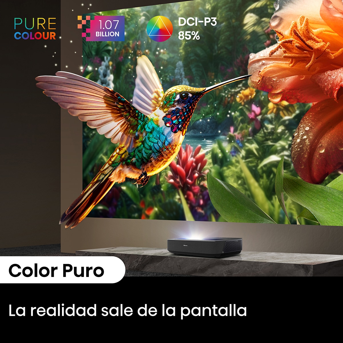 Proyector láser Hisense PL2 cinema tiro corto 4K, de 80" a 150" Negro-9