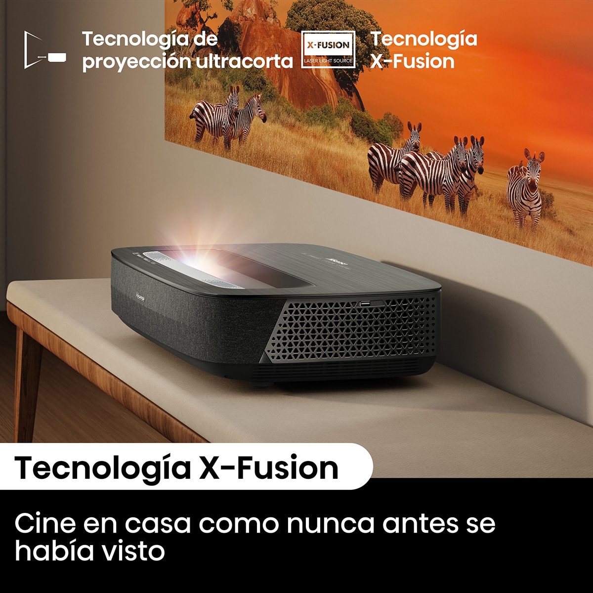 Proyector láser Hisense PL2 cinema tiro corto 4K, de 80" a 150" Negro-10