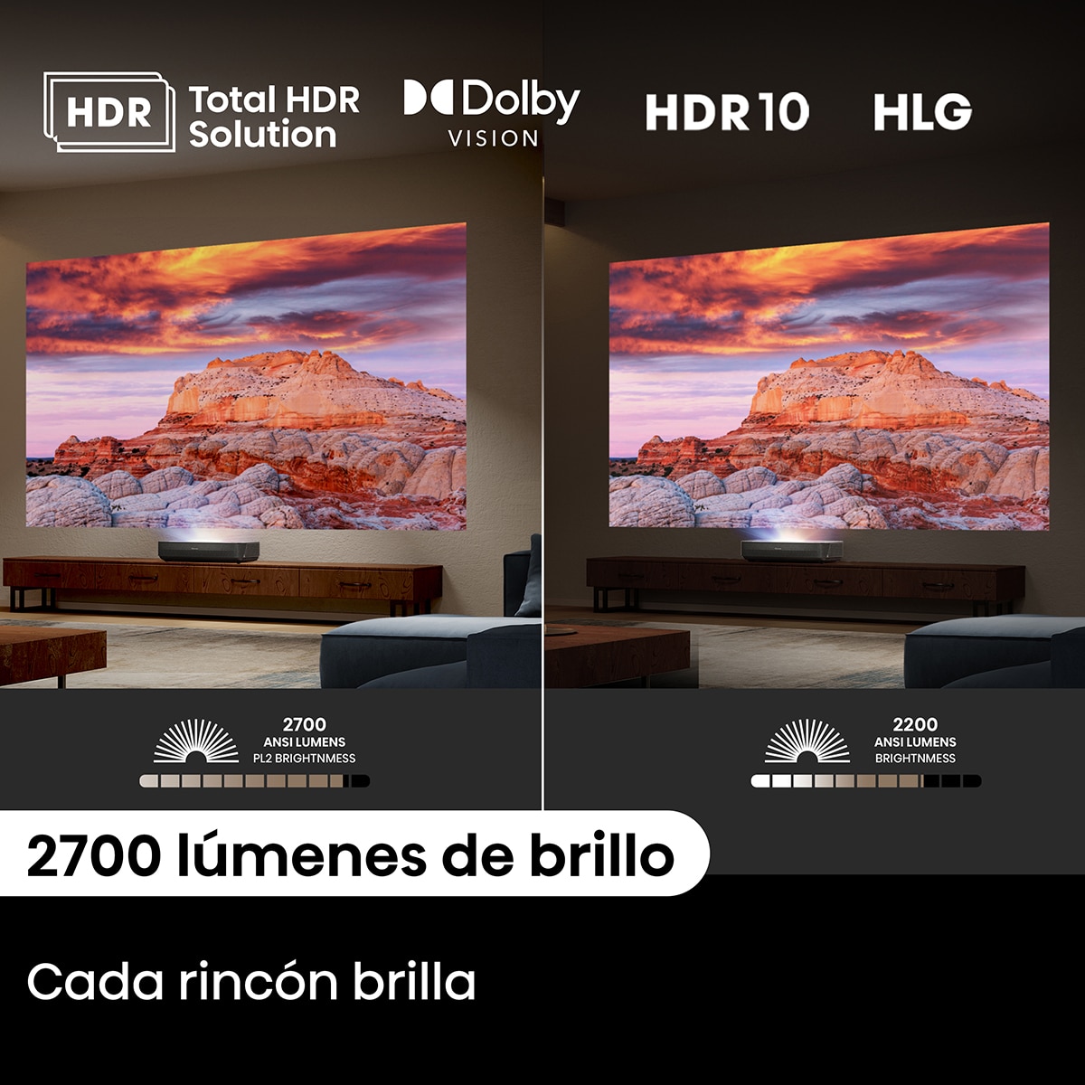 Proyector láser Hisense PL2 cinema tiro corto 4K, de 80" a 150" Negro-11