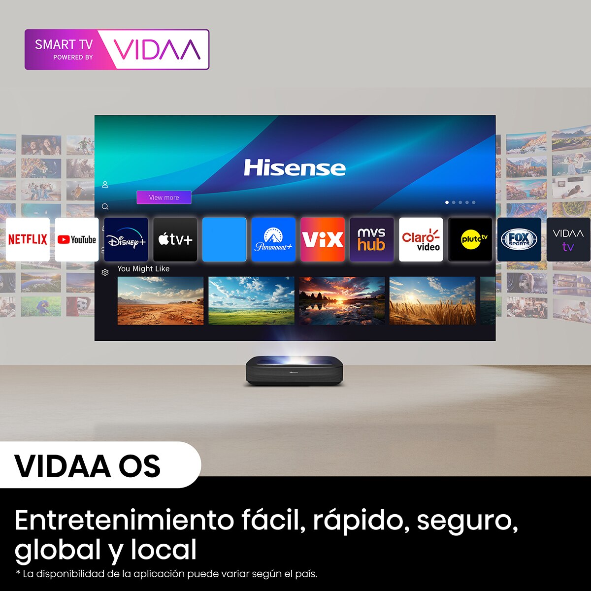 Proyector láser Hisense PL2 cinema tiro corto 4K, de 80" a 150" Negro-13