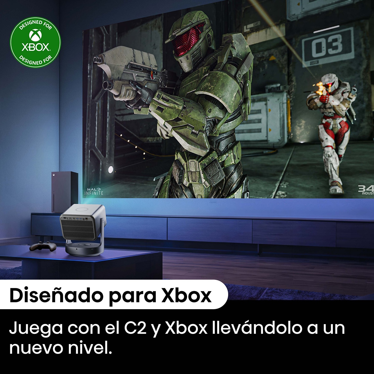 Mini Proyector Láser Hisense C2-ULTRA, UHD 4K, de 65" a 300", Dolby Vision, HDR completo, Fuente láser Trichroma, Diseñado para XBOX Gris metalizado-8