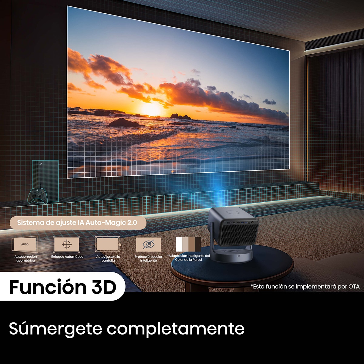 Mini Proyector Láser Hisense C2-ULTRA, UHD 4K, de 65" a 300", Dolby Vision, HDR completo, Fuente láser Trichroma, Diseñado para XBOX Gris metalizado-11
