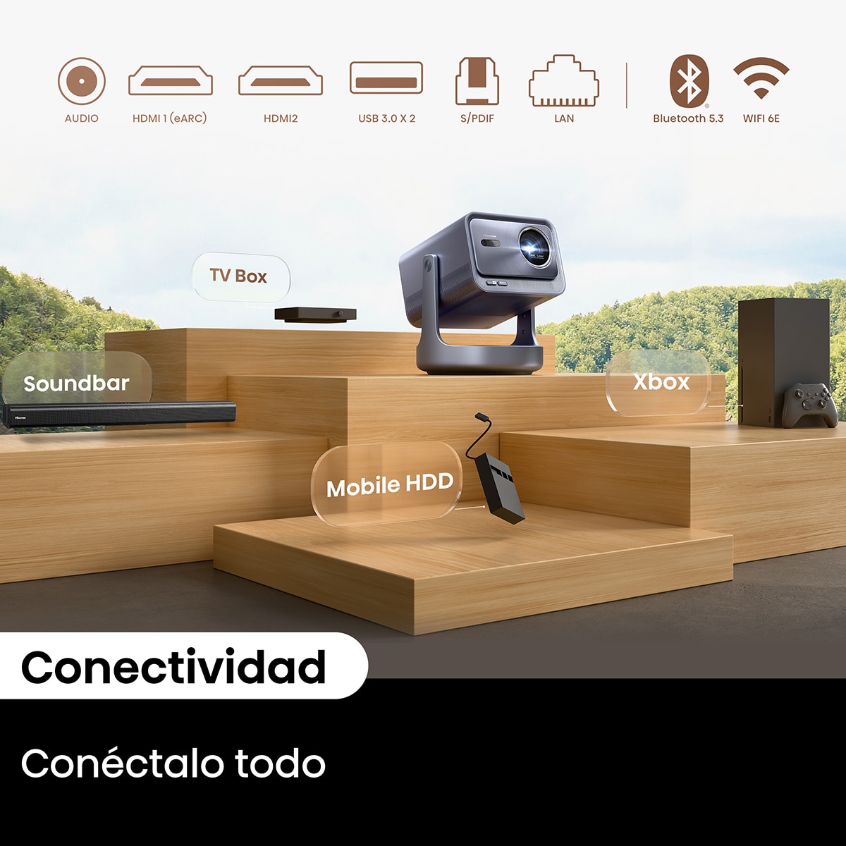 Mini Proyector Láser Hisense C2-ULTRA, UHD 4K, de 65" a 300", Dolby Vision, HDR completo, Fuente láser Trichroma, Diseñado para XBOX Gris metalizado-12