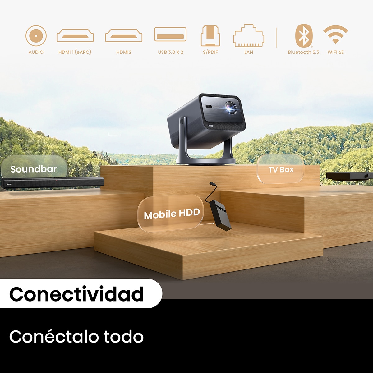 Proyector Láser Hisense C2, UHD 4K, 65 a 300" Tricrhoma Gris metalizado-8