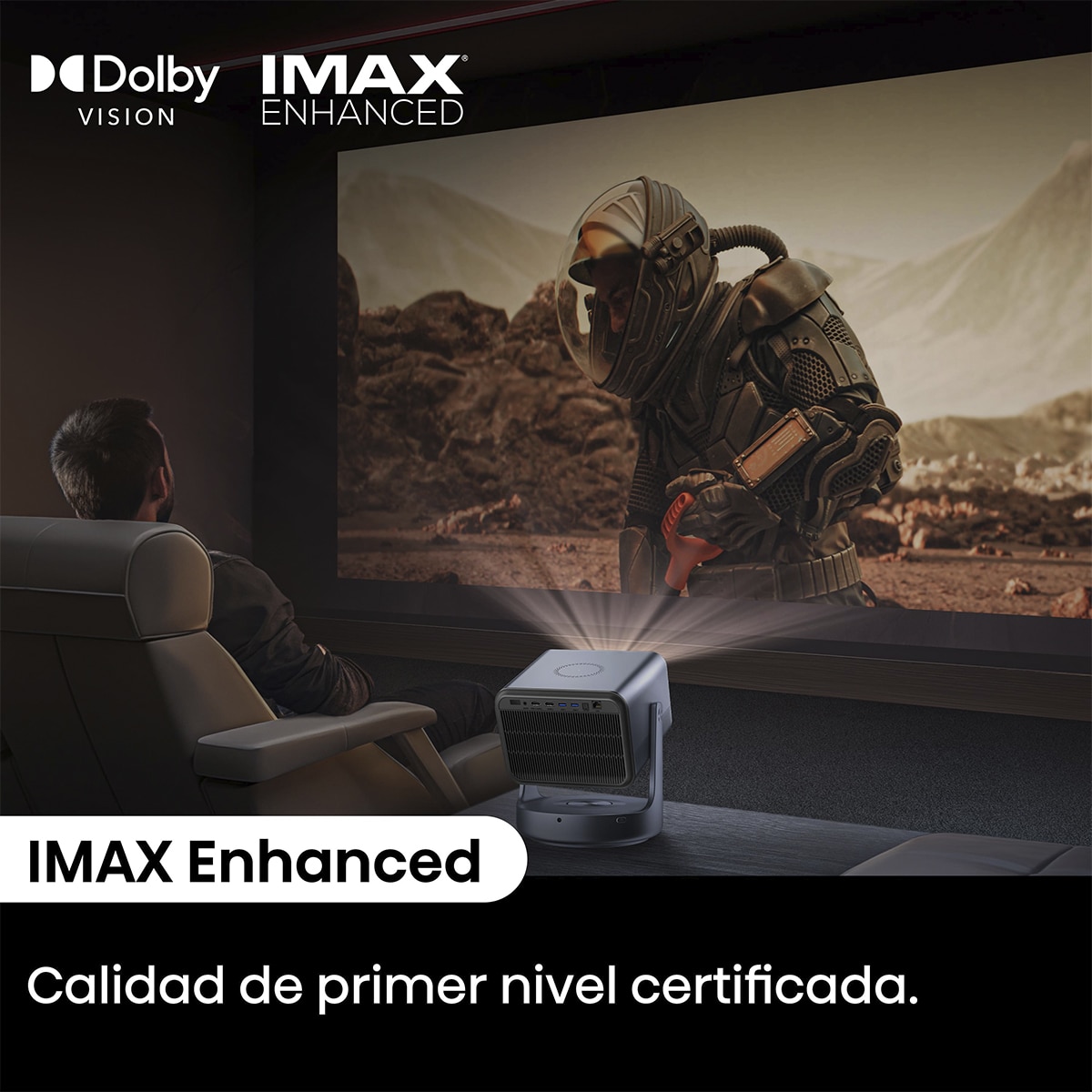 Mini Proyector Láser C2 edición Real Madrid, 65" a 300", UHD 4K, Láser Trichroma Gris metalizado-8