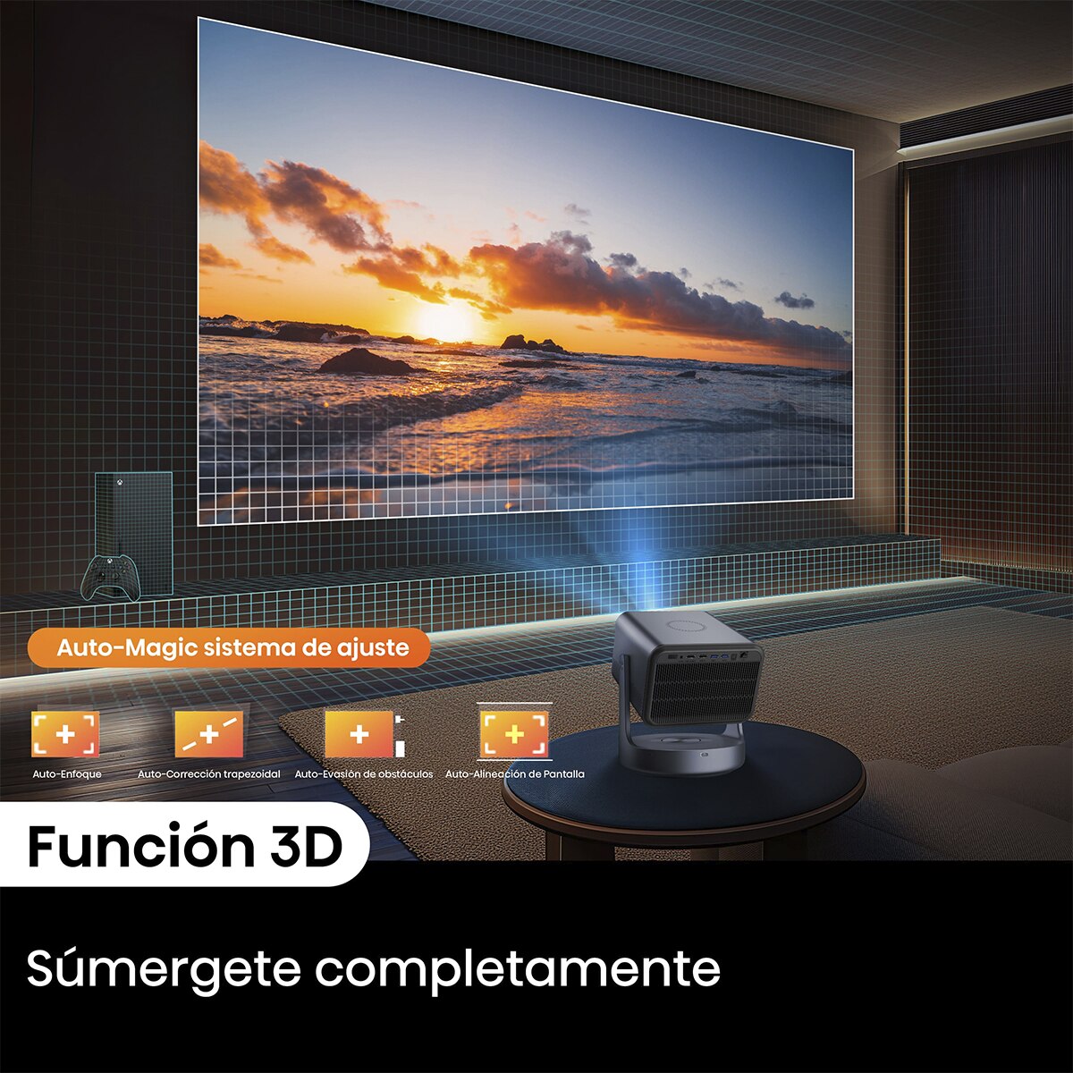 Mini Proyector Láser C2 edición Real Madrid, 65" a 300", UHD 4K, Láser Trichroma Gris metalizado-9