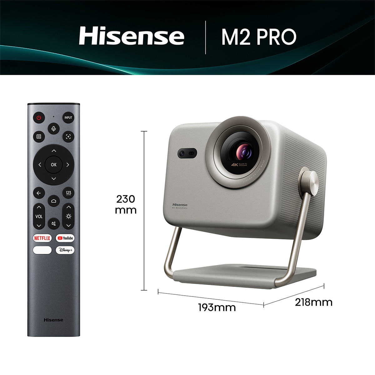 Proyector Laser Cinema Hisene M2 Pro, UHD 4K, de 65" a 200" Gris-3