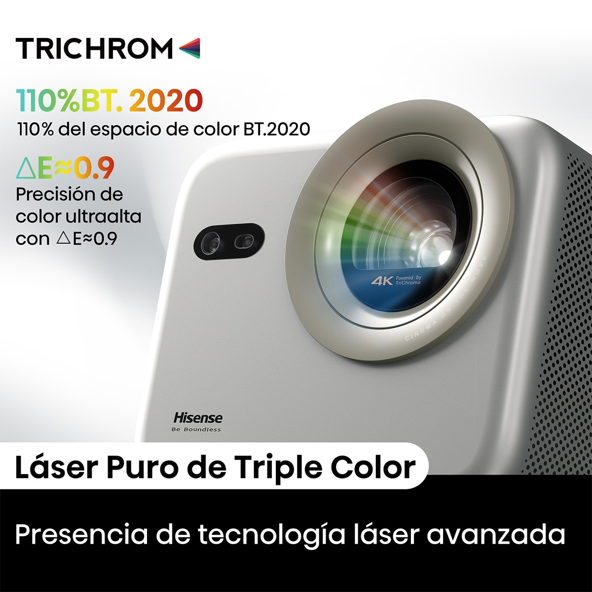 Proyector Laser Cinema Hisene M2 Pro, UHD 4K, de 65" a 200" Gris-6