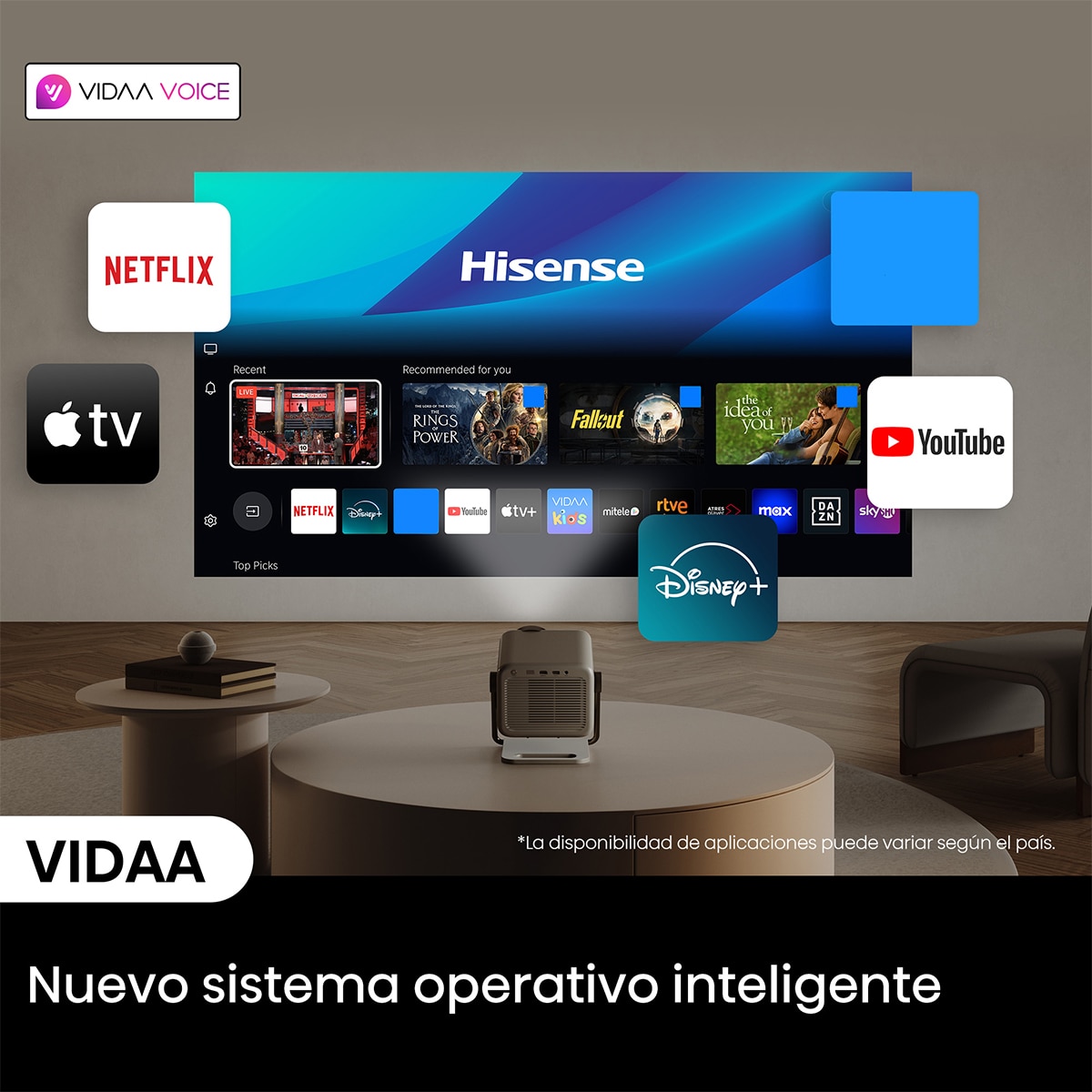Proyector Laser Cinema Hisene M2 Pro, UHD 4K, de 65" a 200" Gris-8
