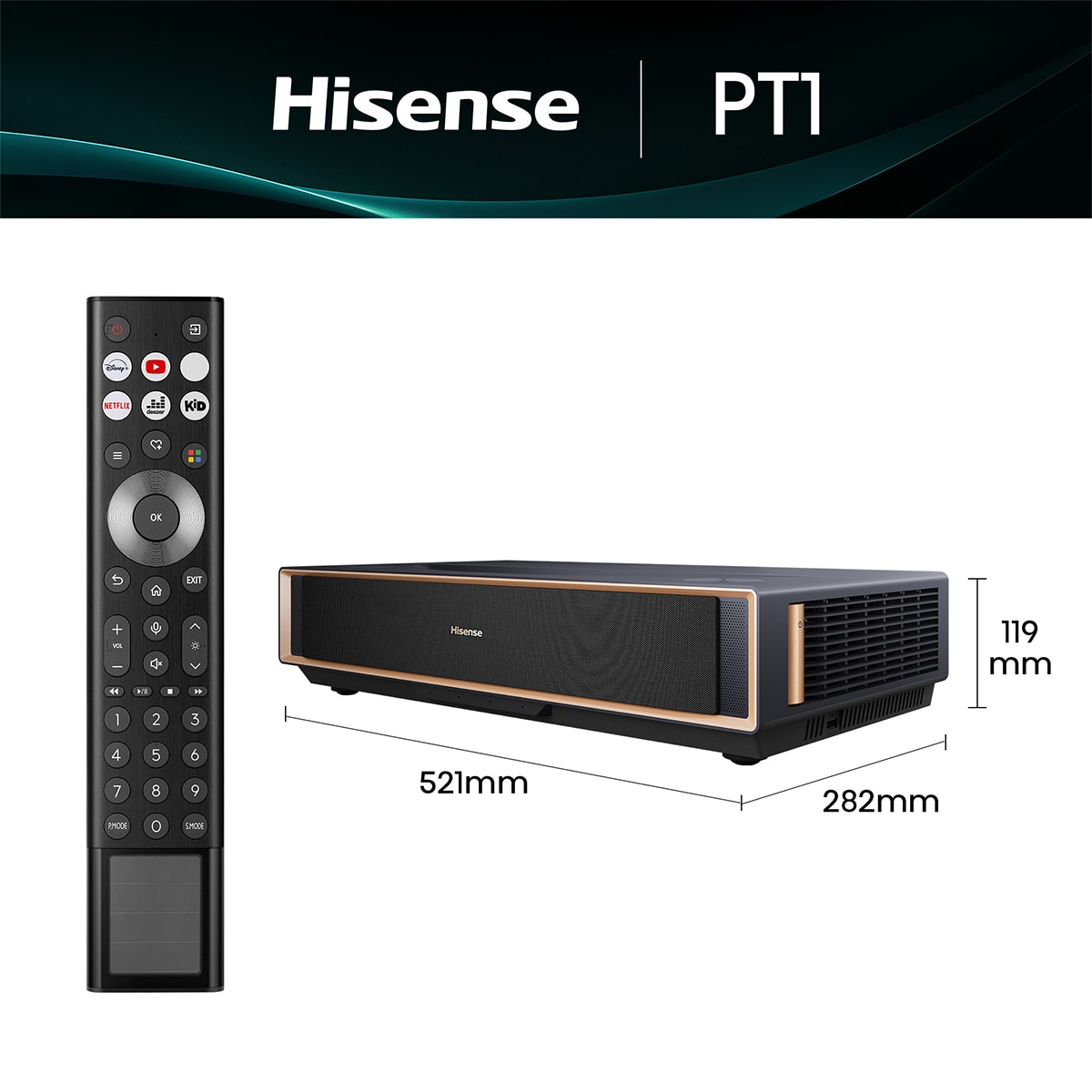 Proyector Laser Cinema tiro corto Hisense PT1, 4K, de 80 a 150" Tricroma Gris metalizado-3