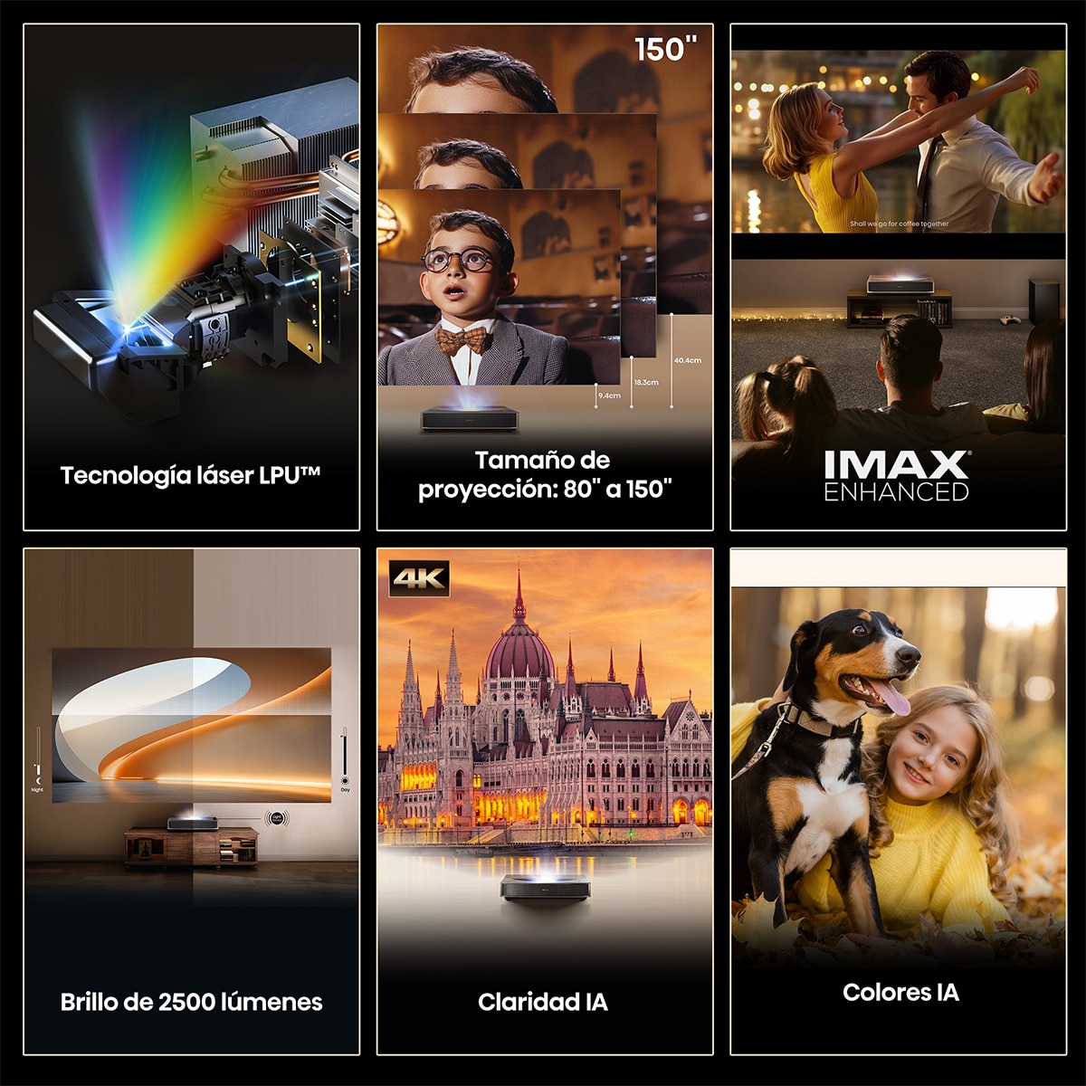 Proyector Laser Cinema tiro corto Hisense PT1, 4K, de 80 a 150" Tricroma Gris metalizado-4