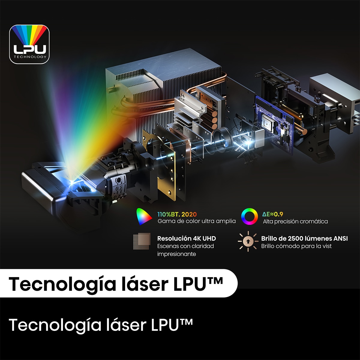 Proyector Laser Cinema tiro corto Hisense PT1, 4K, de 80 a 150" Tricroma Gris metalizado-5