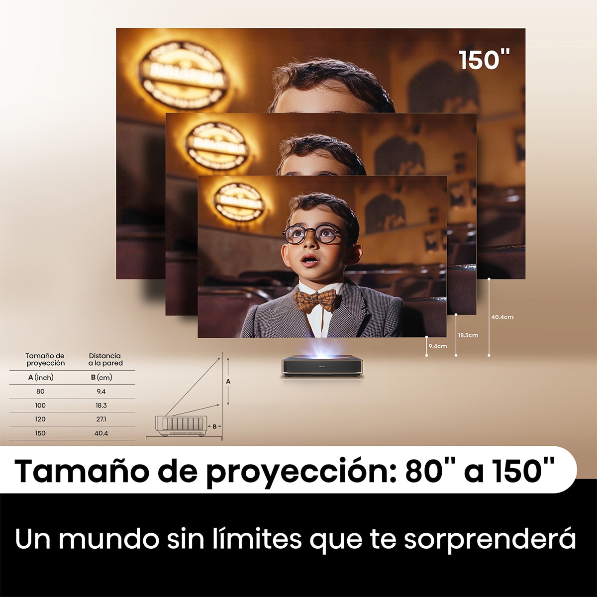 Proyector Laser Cinema tiro corto Hisense PT1, 4K, de 80 a 150" Tricroma Gris metalizado-6