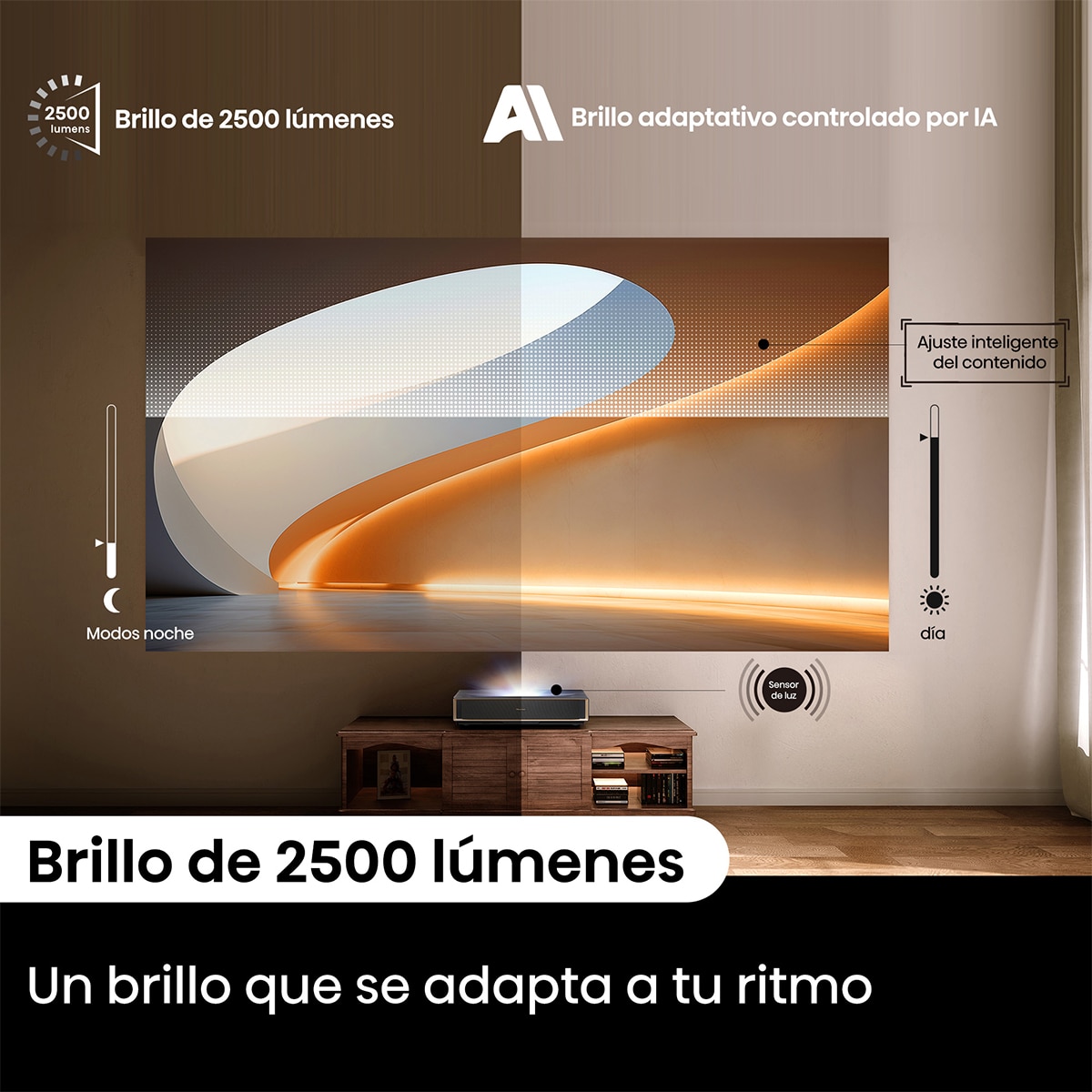 Proyector Laser Cinema tiro corto Hisense PT1, 4K, de 80 a 150" Tricroma Gris metalizado-8