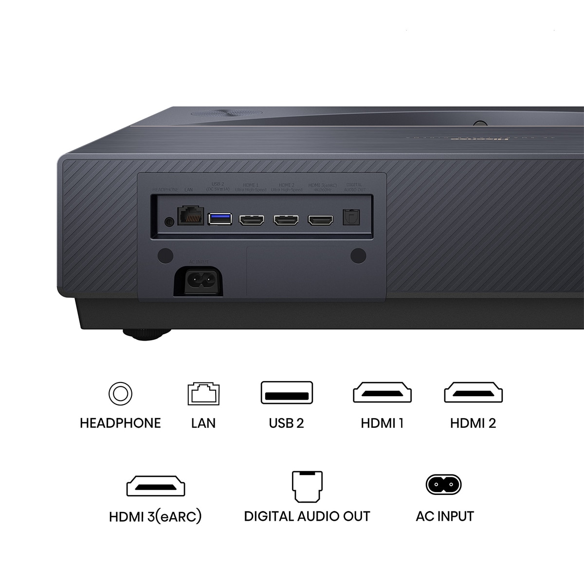 Proyector Laser Cinema tiro corto Hisense PT1, 4K, de 80 a 150" Tricroma Gris metalizado-12