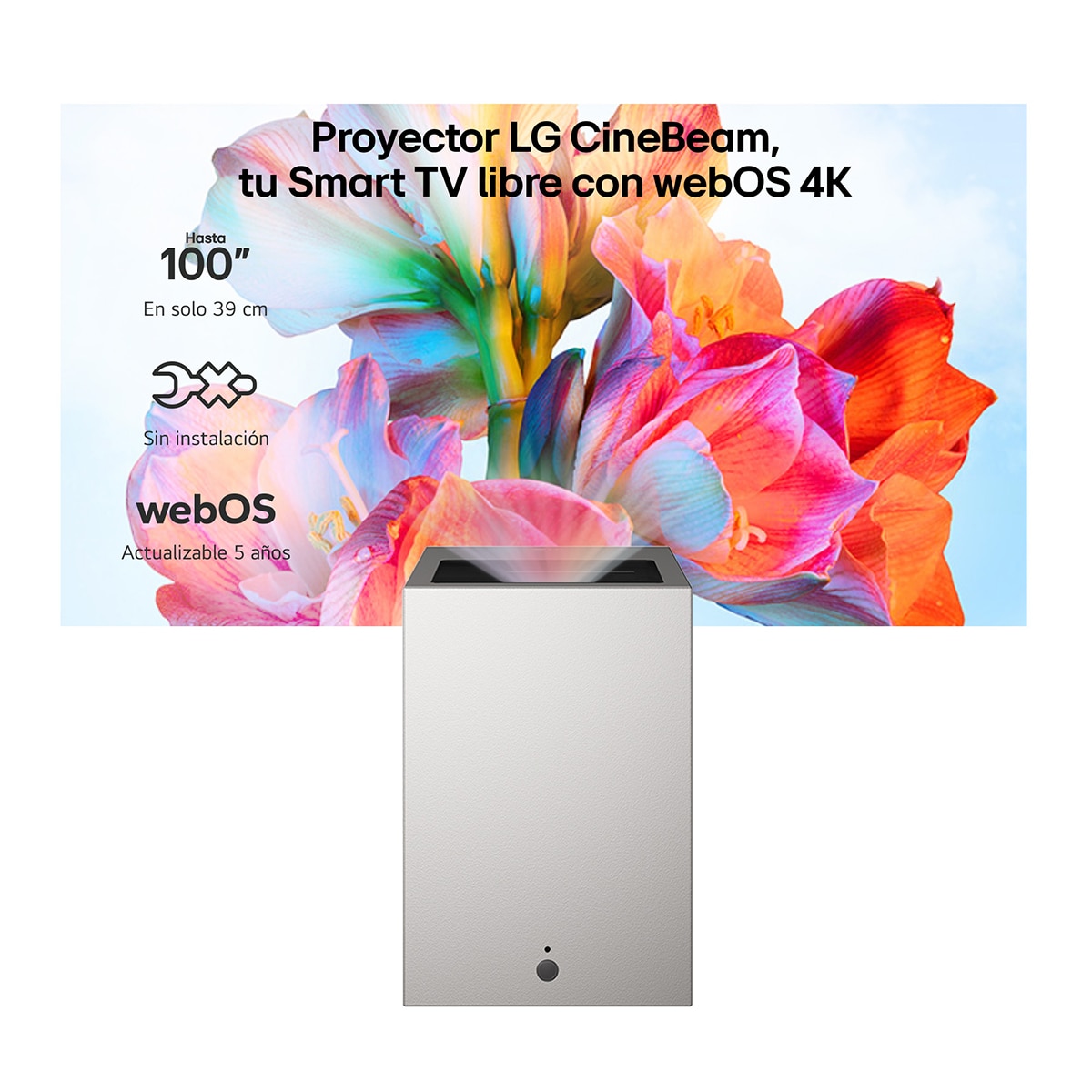 Proyector Láser de tiro ultra corto LG CineBeam PU615U, 4K Smart TV, 500 lumen, hasta 100" Plata / Negro-2