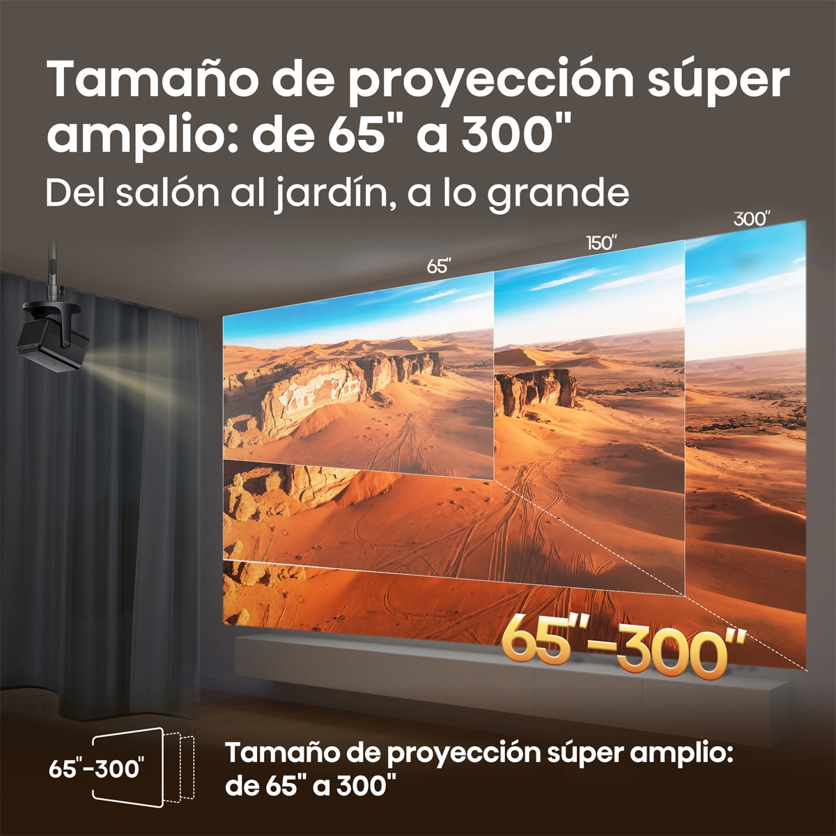 Proyector Laser Cinema Hisene C3, tiro largo, UHD 4K, de 65" a 300" Tricroma Gris metalizado-4