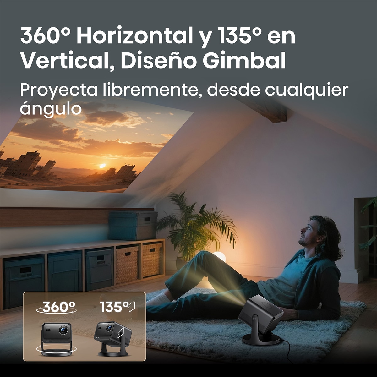 Proyector Laser Cinema Hisene C3, tiro largo, UHD 4K, de 65" a 300" Tricroma Gris metalizado-9