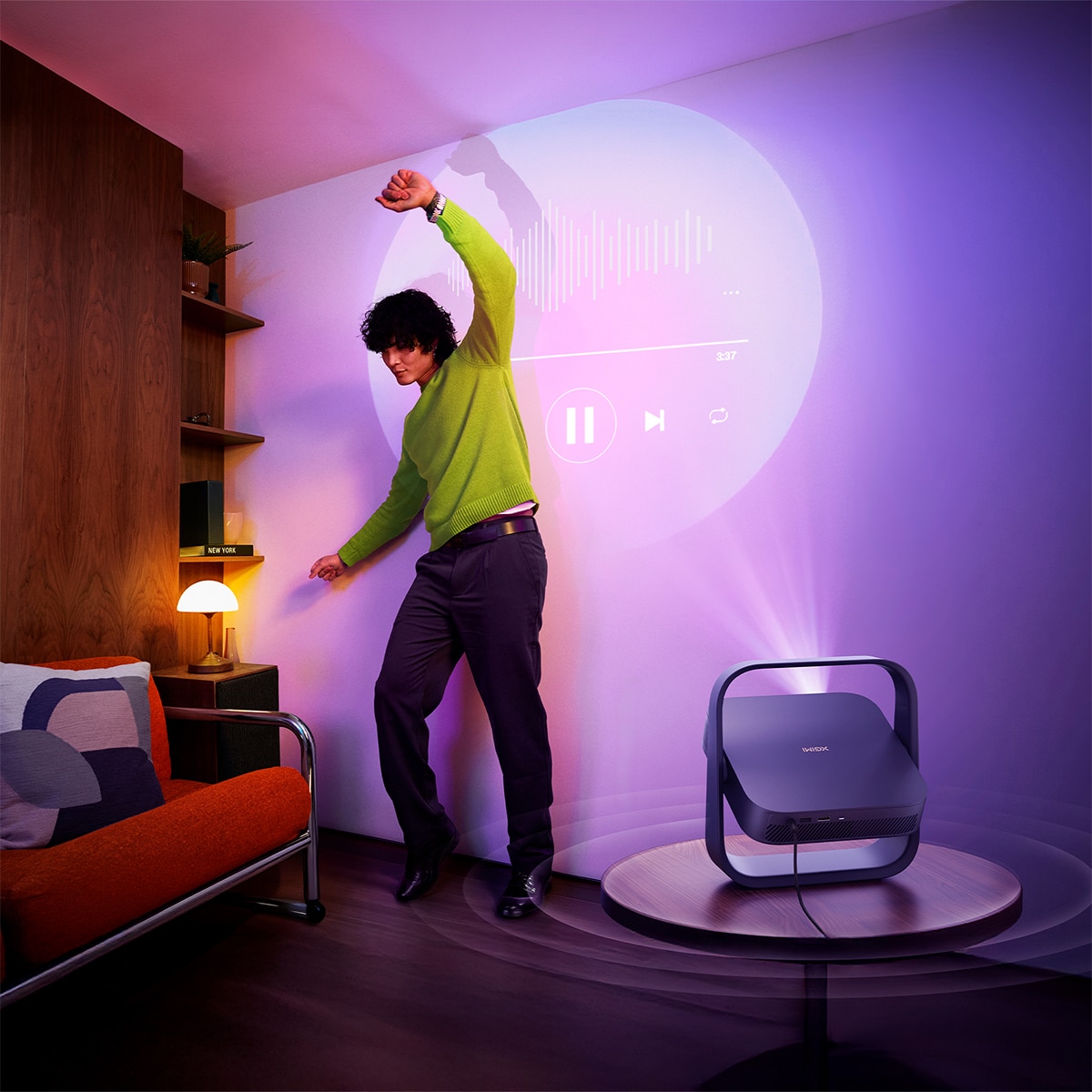 Proyector portátil XGIMI Elfin Flip Laser, RGB Triple Láser, Full HD Negro-7