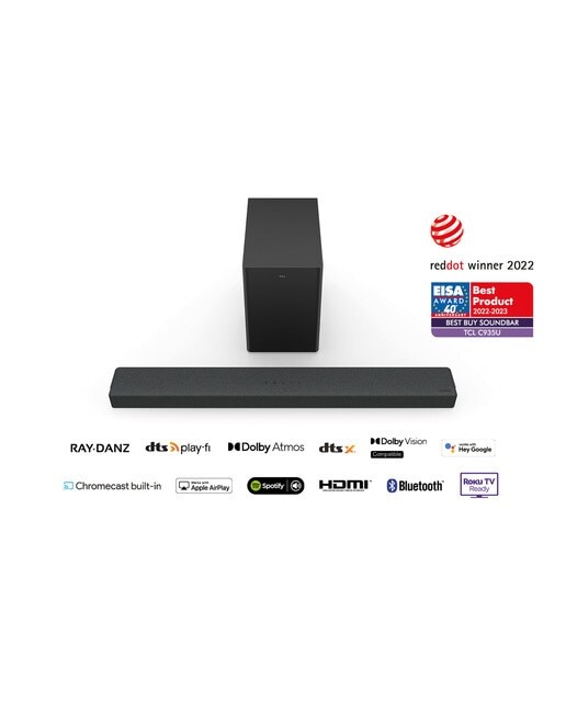 Barra de sonido TCL C935UE, 5.1.2, 780W, Dolby Atmos, Subwoofer inalámbrico Negro-3