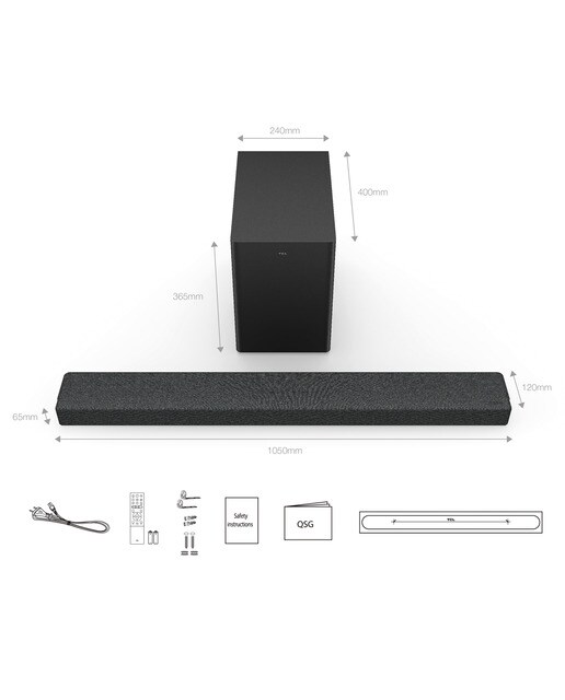 Barra de sonido TCL C935UE, 5.1.2, 780W, Dolby Atmos, Subwoofer inalámbrico Negro-5
