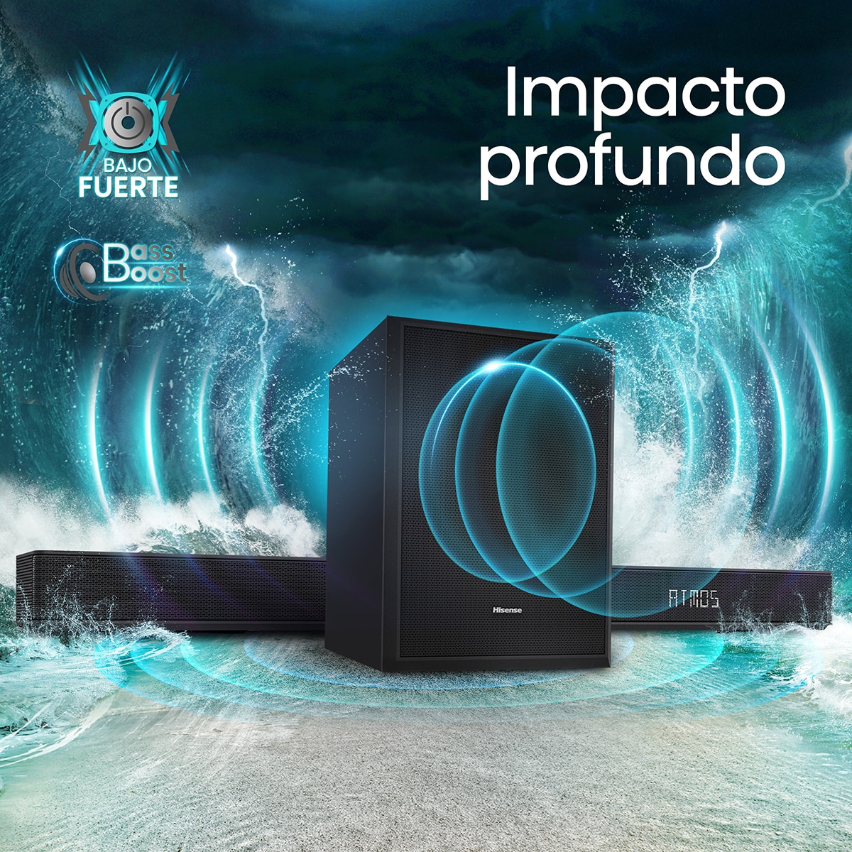 Barra de sonido Hisense AX5125H, 5.1.2 Dolby Atmos, con Subwoofer inalámbrico Negro-6