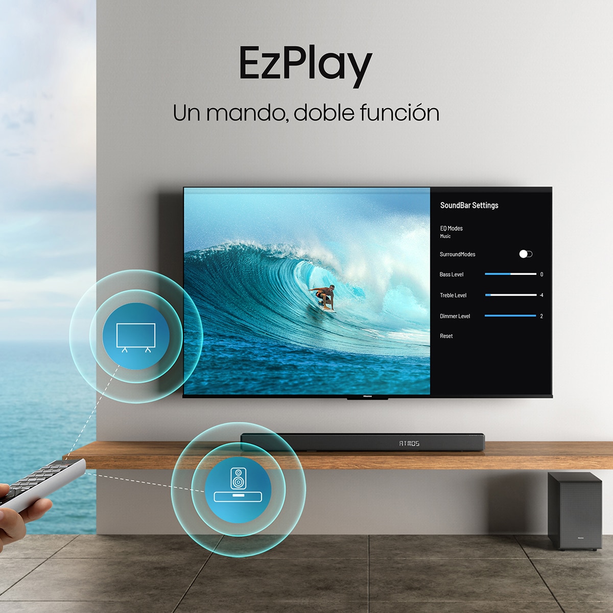 Barra de sonido Hisense AX5125H, 5.1.2 Dolby Atmos, con Subwoofer inalámbrico Negro-10