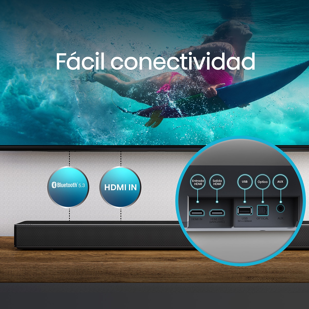 Barra de sonido Hisense AX5125H, 5.1.2 Dolby Atmos, con Subwoofer inalámbrico Negro-11