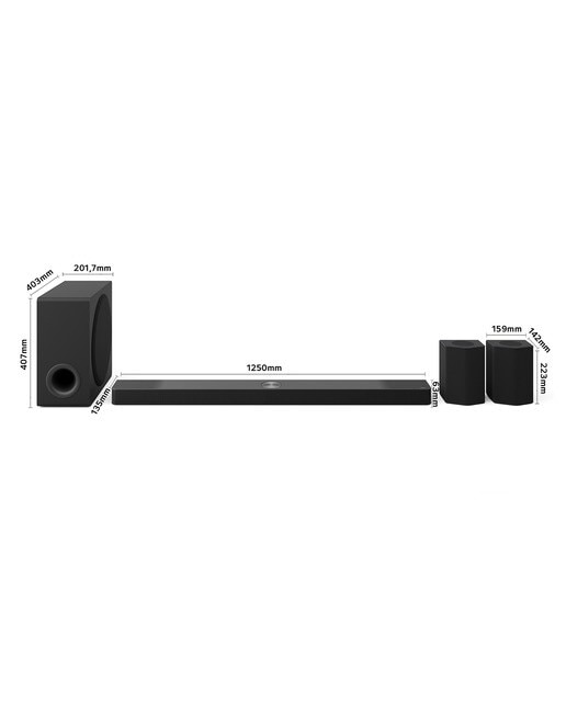 Barra de sonido LG S95TR AI Sound Pro 4K, 9.1.5, 810W, DHR10, Dolby Vision, Dolby Atmos y DTS:X, Wi-Fi, Subwoofer inalámbrico Negro-2
