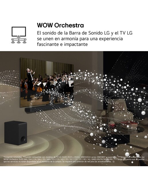 Barra de sonido LG S95TR AI Sound Pro 4K, 9.1.5, 810W, DHR10, Dolby Vision, Dolby Atmos y DTS:X, Wi-Fi, Subwoofer inalámbrico Negro-8