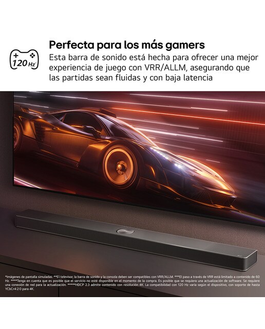 Barra de sonido LG S95TR AI Sound Pro 4K, 9.1.5, 810W, DHR10, Dolby Vision, Dolby Atmos y DTS:X, Wi-Fi, Subwoofer inalámbrico Negro-14