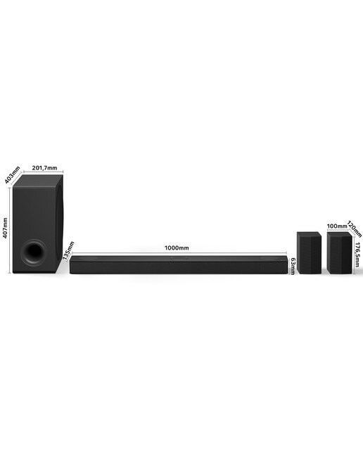Barra de Som LG S80TR AI Sound Pro 4K, 5.1.3, 580 W, HDR10, Dolby Vision, Dolby Atmos e DTS:X, Wi-Fi, subwoofer sem fios Preto-2