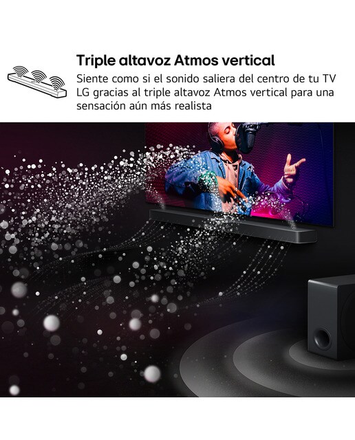 Barra de Som LG S80TR AI Sound Pro 4K, 5.1.3, 580 W, HDR10, Dolby Vision, Dolby Atmos e DTS:X, Wi-Fi, subwoofer sem fios Preto-7