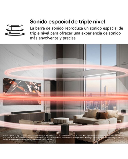 Barra de Som LG S80TR AI Sound Pro 4K, 5.1.3, 580 W, HDR10, Dolby Vision, Dolby Atmos e DTS:X, Wi-Fi, subwoofer sem fios Preto-10