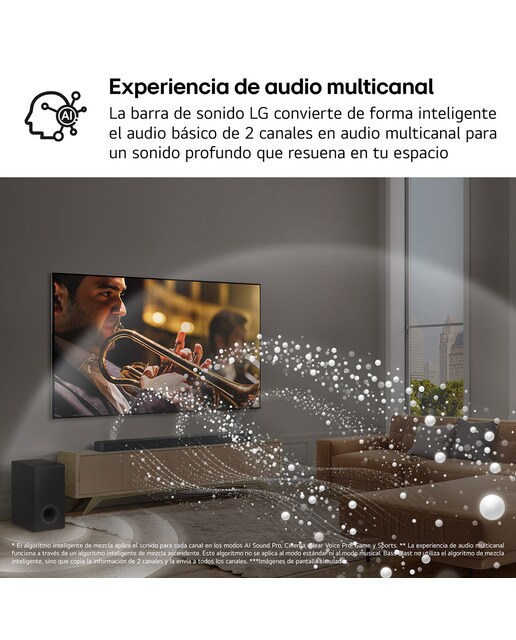 Barra de Som LG S80TR AI Sound Pro 4K, 5.1.3, 580 W, HDR10, Dolby Vision, Dolby Atmos e DTS:X, Wi-Fi, subwoofer sem fios Preto-12