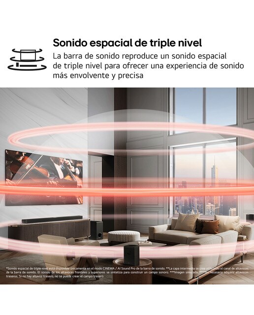 Barra de Som LG SG10TY AI Sound Pro 4K, 3.1, 420 W, HDR10, Dolby Vision, Dolby Atmos e DTS:X, Wi-Fi, Subwoofer Sem Fios Preto-9