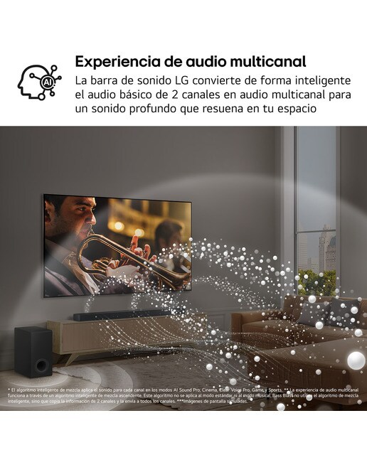 Barra de Som LG SG10TY AI Sound Pro 4K, 3.1, 420 W, HDR10, Dolby Vision, Dolby Atmos e DTS:X, Wi-Fi, Subwoofer Sem Fios Preto-11